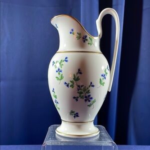 Lenox Blue Flower Reproduction Pitcher With Original Brochure